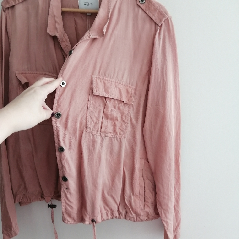 Rails Rowan Utility Jacket in Blush Pink Cupro Cinch Hem Cargo Pockets Large - Picture 8 of 17